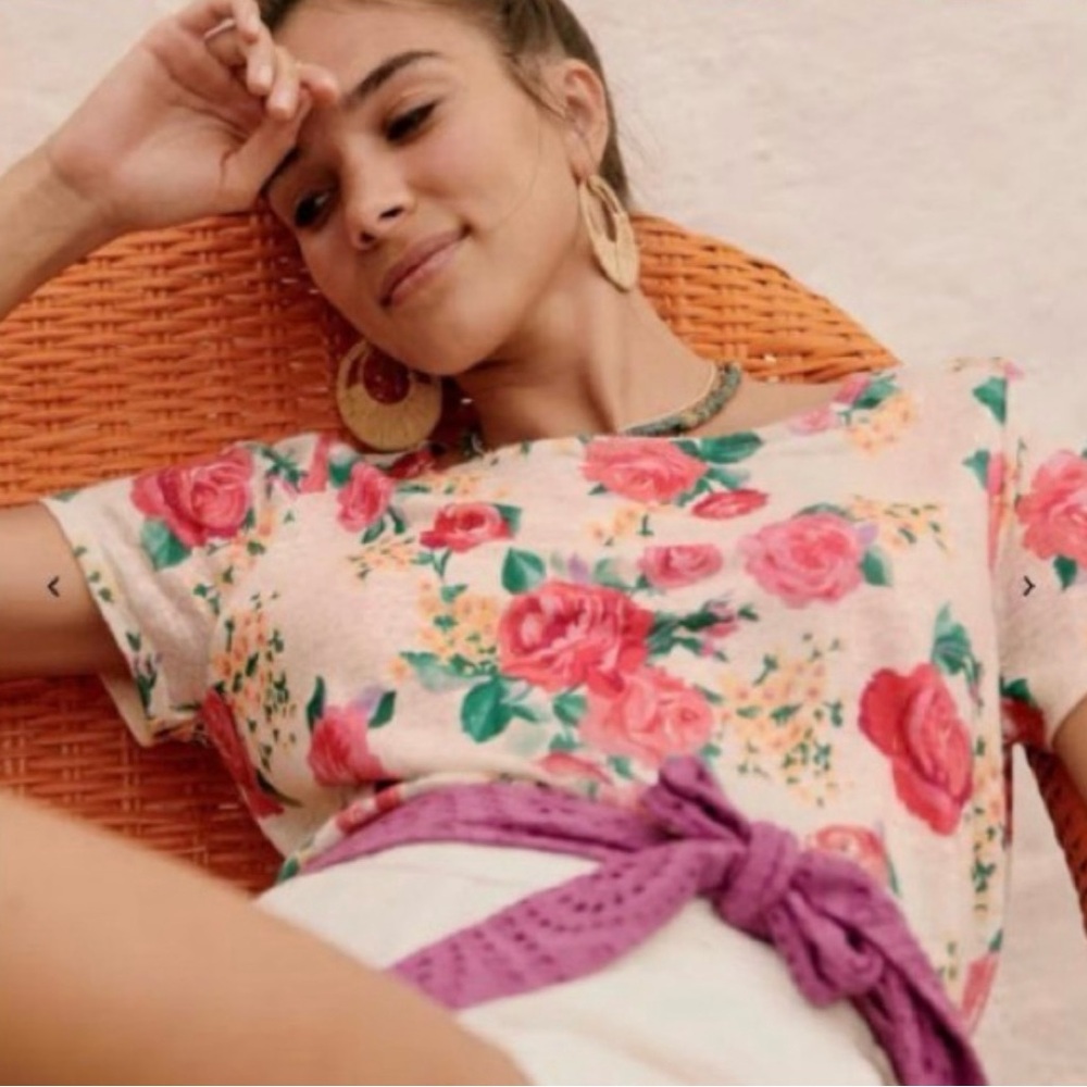 Sezane linen floral t_shirt size S